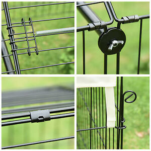 Galvanized Cage with Cover for Dog, Rabbit, and Chicken Run, 87" Black