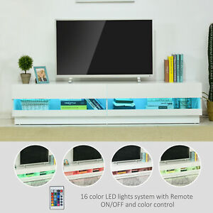 71" High Gloss LED TV Cabinet Stand Entertainment Center Storage Unit White