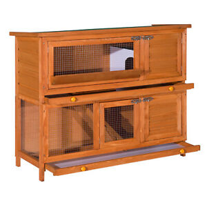 2 Story Elevated Wood Rabbit Hutch Small Animal House