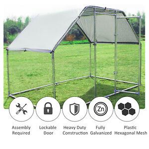 Large Metal Walk-In Chicken Coop Run Cage Outdoor Cover