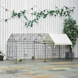Galvanized Cage with Cover for Dog, Rabbit, and Chicken Run, 87" Black