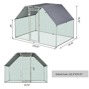 Large Metal Walk-In Chicken Coop Run Cage Outdoor Cover