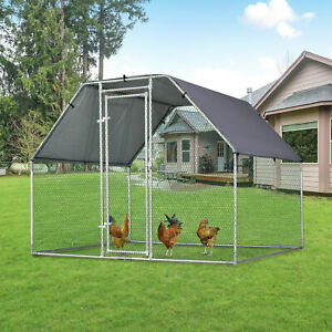 Large Metal Walk-In Chicken Coop Run Cage Outdoor Cover
