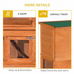 2 Story Elevated Wood Rabbit Hutch Small Animal House