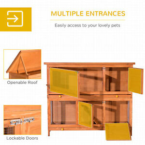 2 Story Elevated Wood Rabbit Hutch Small Animal House