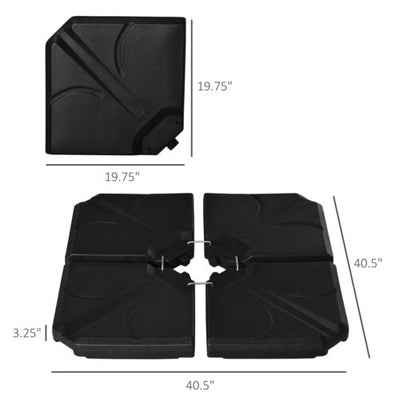 4 Piece Cantilever Offset Umbrella Base Stand Parasol Weights Water, Sand Black