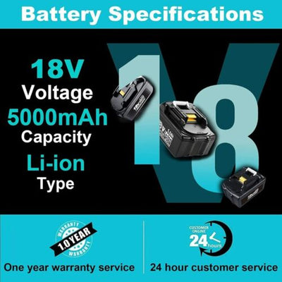 18V 5.0Ah Replacement Battery 5000mAh For Makita BL1850B Power Tool Battery