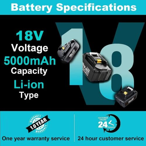18V 5.0Ah Replacement Battery 5000mAh For Makita BL1850B Power Tool Battery