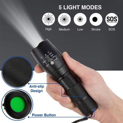 Torch Handheld Super Bright LED Rechargeable 2000LM Flashlight With 5 Modes