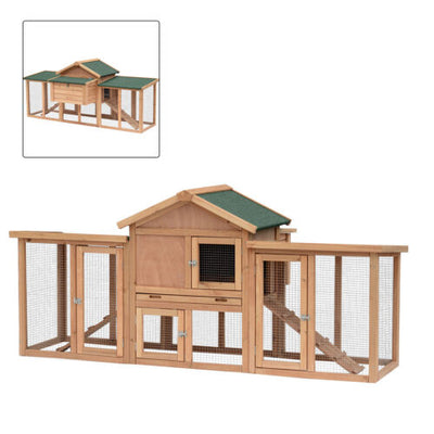 80&quot; Wooden Chicken Coop Backyard Hen Cage House Poultry w/ Nesting Box Run