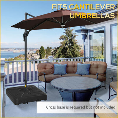 Cantilever Offset Umbrella Base Stand Fillable Umbrella Holder w/ Wheels, Black