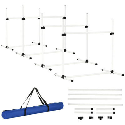 New Canine Agility Set Dog Jumping Training Obstacles Course Free Standing White 712190175450