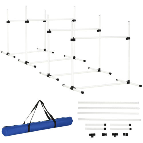 New Canine Agility Set Dog Jumping Training Obstacles Course Free Standing White 712190175450