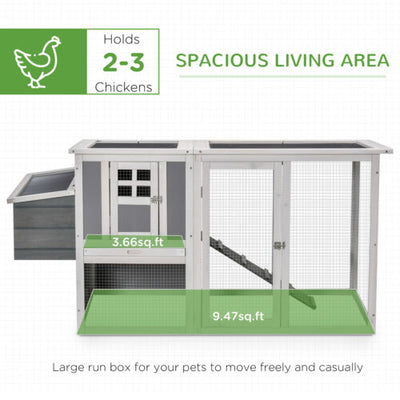 64&quot; Wooden Chicken Coop Hen House with Openable Hollow Sheet Roof Tray