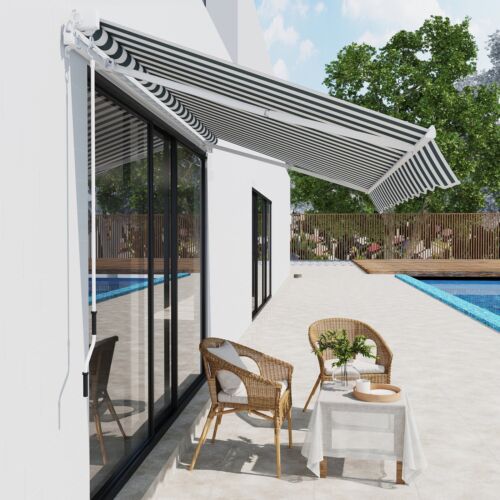 8&apos;x7&apos; Manual Retractable Patio Awning Shelter UV Protection