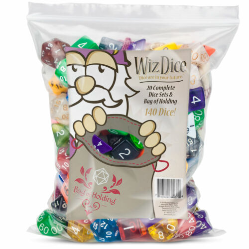 Wiz Dice Bag of Holding: 140 Polyhedral Dice in 20 Complete Sets