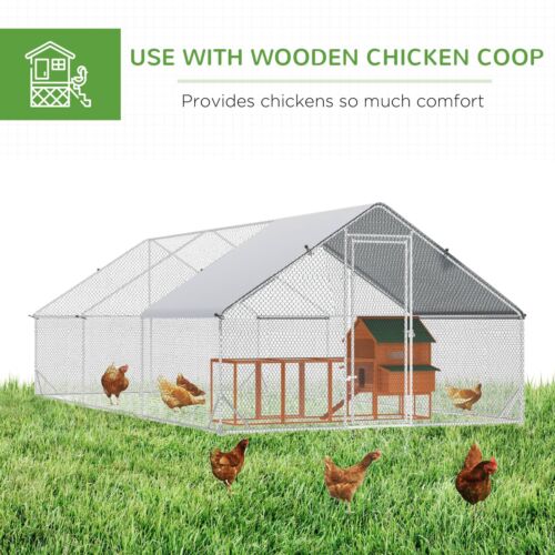 10&apos; x 20&apos; 6.5&apos; Chicken Coop Cage, Outdoor Hen House w/Cover &amp; Lockable Door 196393165867
