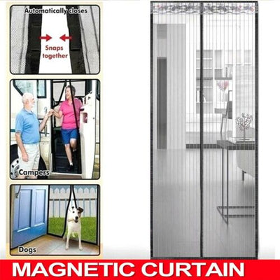 Magnetic Door Mesh Black Fly Screen Magic Mosquito Bug Curtain Hands Free