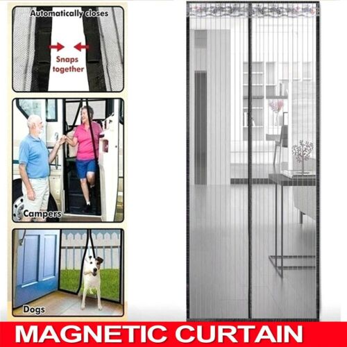Magnetic Door Mesh Black Fly Screen Magic Mosquito Bug Curtain Hands Free