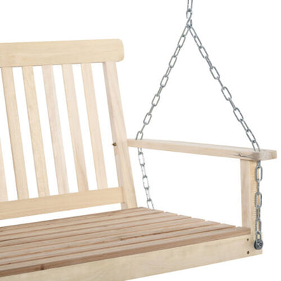 2-Person Heavy Duty Hanging Swinging Outside Front Bench w/ Fir Wood, Natural