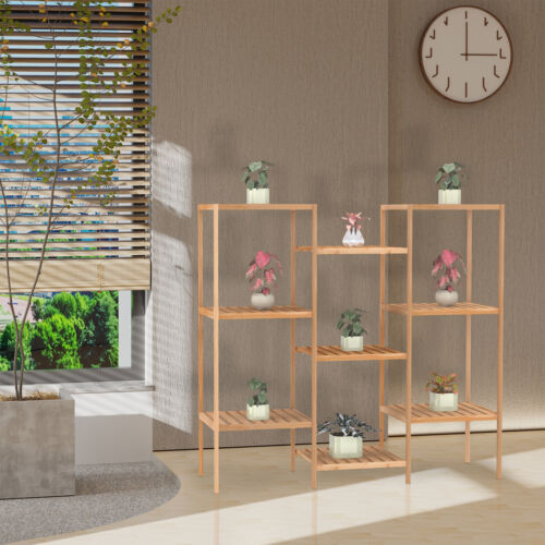 9 Tier Bamboo Storage Rack DIY Plant Stand Storage Holder Home Organizer