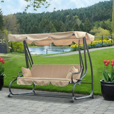 Clearance Sale 3 Seater Covered Outdoor Swing Chair Garden Hammock with Canopy