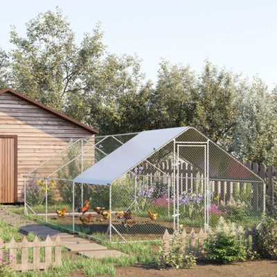 10&apos; x 20&apos; 6.5&apos; Chicken Coop Cage, Outdoor Hen House w/Cover &amp; Lockable Door 196393165867