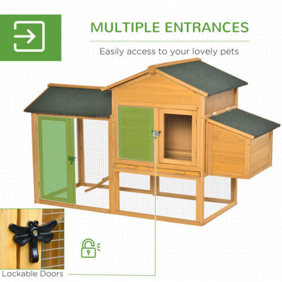 Wooden Outdoor Hen House Large Chicken Coop w/ Removable Tray, Nesting Box, Ramp 196393165829