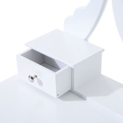 2-PC Dressing Table Set Vanity Makeup Desk Mirror Stool 5 Drawers Bedroom White