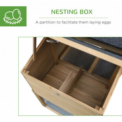 PawHut 69&quot; Chicken Coop, Includes Connecting Ramp and an Easy-Clean Tray Natural 842525157551