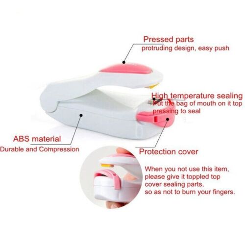 4X  Mini Hand Held Heat Sealer Super Sealer Mini Sealing Machine (White &amp; Pink)