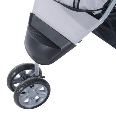 3 Wheels Pet Stroller Folding Dog Carrying Cart w/ Brake Canopy Travel