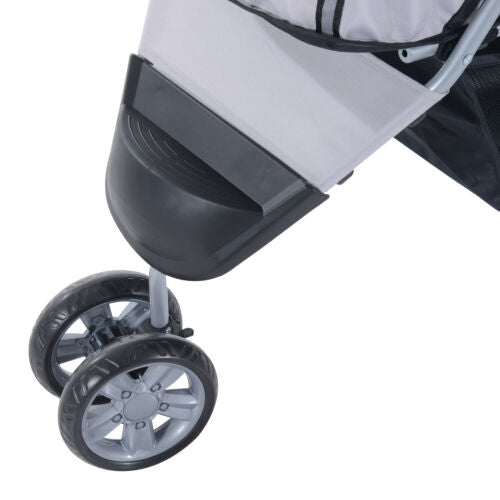 3 Wheels Pet Stroller Folding Dog Carrying Cart w/ Brake Canopy Travel
