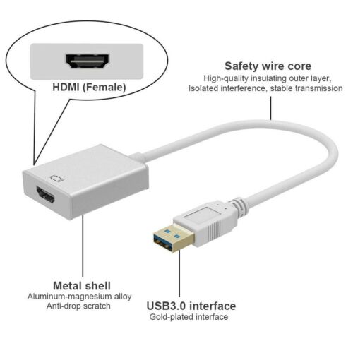Converter USB 3.0 to HDMI Display Graphic Adapter For Laptop PC HD 1080P