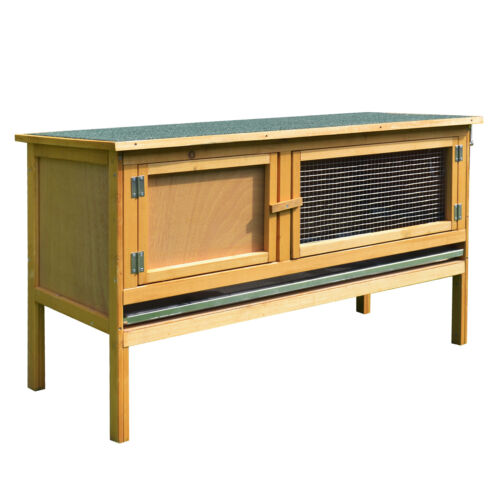 Raised Outdoor Small Animal Backyard Habitat Wood Hutch Weather Resistant Cage