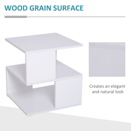 Modern Square 2 Tier Coffee Side Table Storage Shelf Rack Living Room White