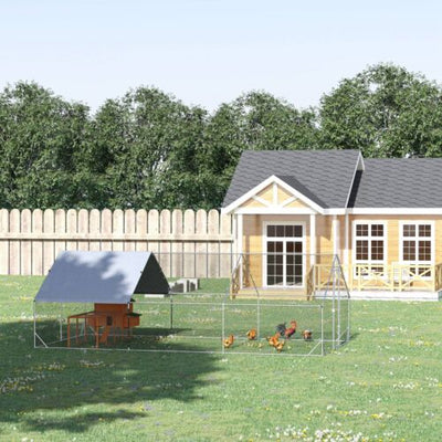 10&apos; x 20&apos; 6.5&apos; Chicken Coop Cage, Outdoor Hen House w/Cover &amp; Lockable Door 196393165867