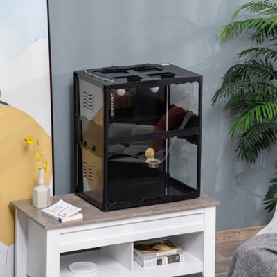 Reptile Cage Enclosure, Lizard Breeding Tank w/ Lamp Holders, Turtle, Chameleon 196393070970