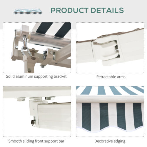 8&apos;x7&apos; Manual Retractable Patio Awning Shelter UV Protection