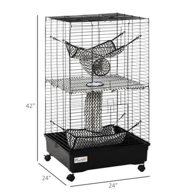 Small Animal Habitat Pet Play House for Ferret w/ Wheels Hammocks Tunnels