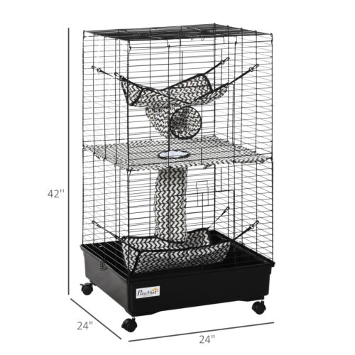 Small Animal Habitat Pet Play House for Ferret w/ Wheels Hammocks Tunnels