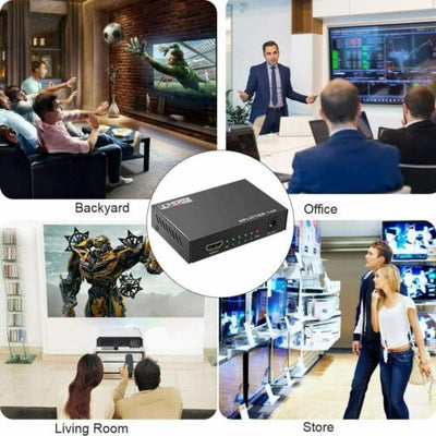 4-Port HDMI Splitter Hub Adapter Multi Display Duplicate Full HD 1080P 4K 2K 3D