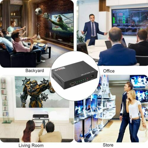 4-Port HDMI Splitter Hub Adapter Multi Display Duplicate Full HD 1080P 4K 2K 3D