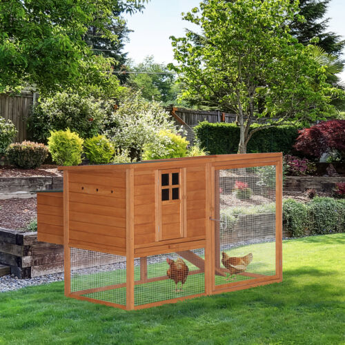 PawHut Deluxe Wood Poultry Chicken Coop Run Backyard Nesting Box Hen House Hutch