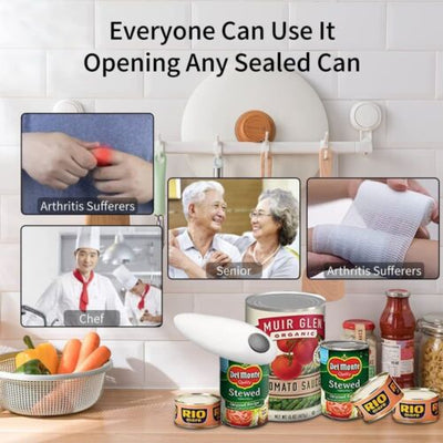 Electric Tin Can Opener Kitchen Safe Cutter Easy Grip Bottle Jar Lid Edge Smooth