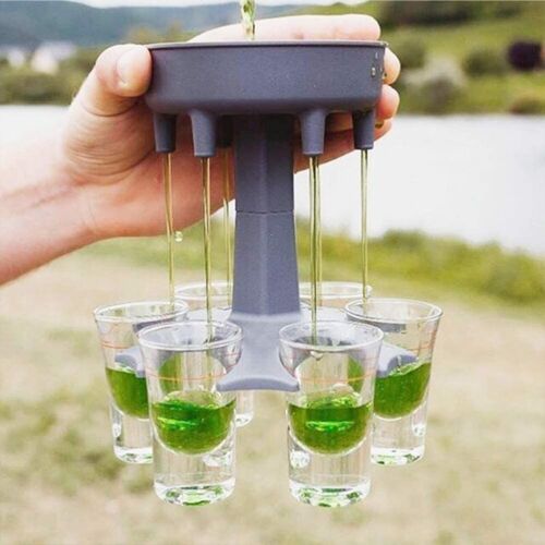 6 Shot Glass Dispenser Holder Wine Drinking Liquor Dispenser Party Games Pourer