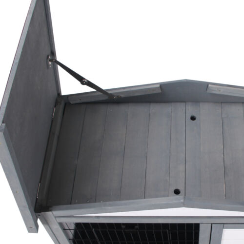 Wood Small Animal Outside Pet Housing Unit with Optional Open Roof and Doors