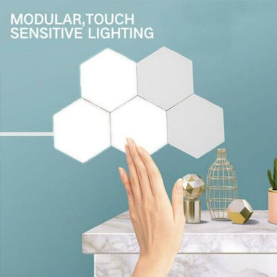 5PCS LED Night Lights Creative Art Honeycomb Modular Assembly Touch Night Light