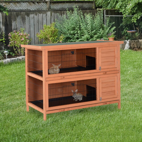 Bunny Hutch with Dividers Asphalt Roof for Small Animals and Outdoors, Orange
