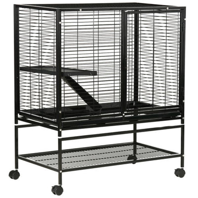 Small Animal Cage for Ferret Chinchilla Guinea Pig W/ Wheels Tray Ramp